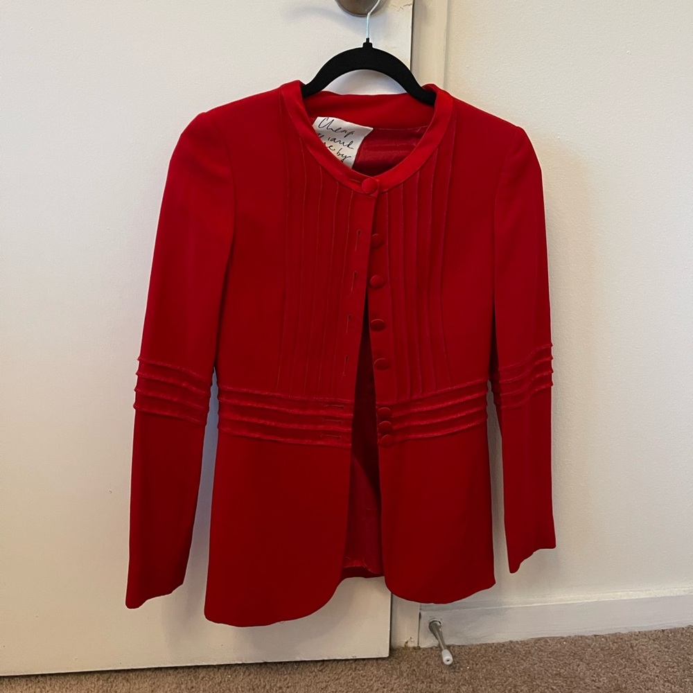 moschino cheap and chic red suit set